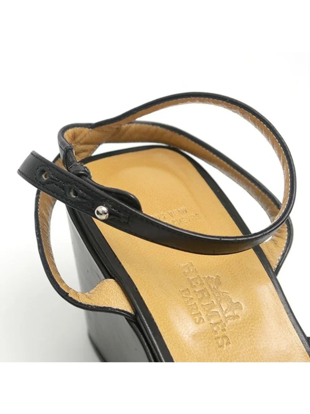 Hermes Echape Sandals 38.5 Black - Picture 6 of 8